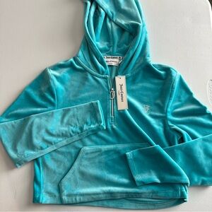 Juicy Couture Blue Velour Cropped Sweatshirt